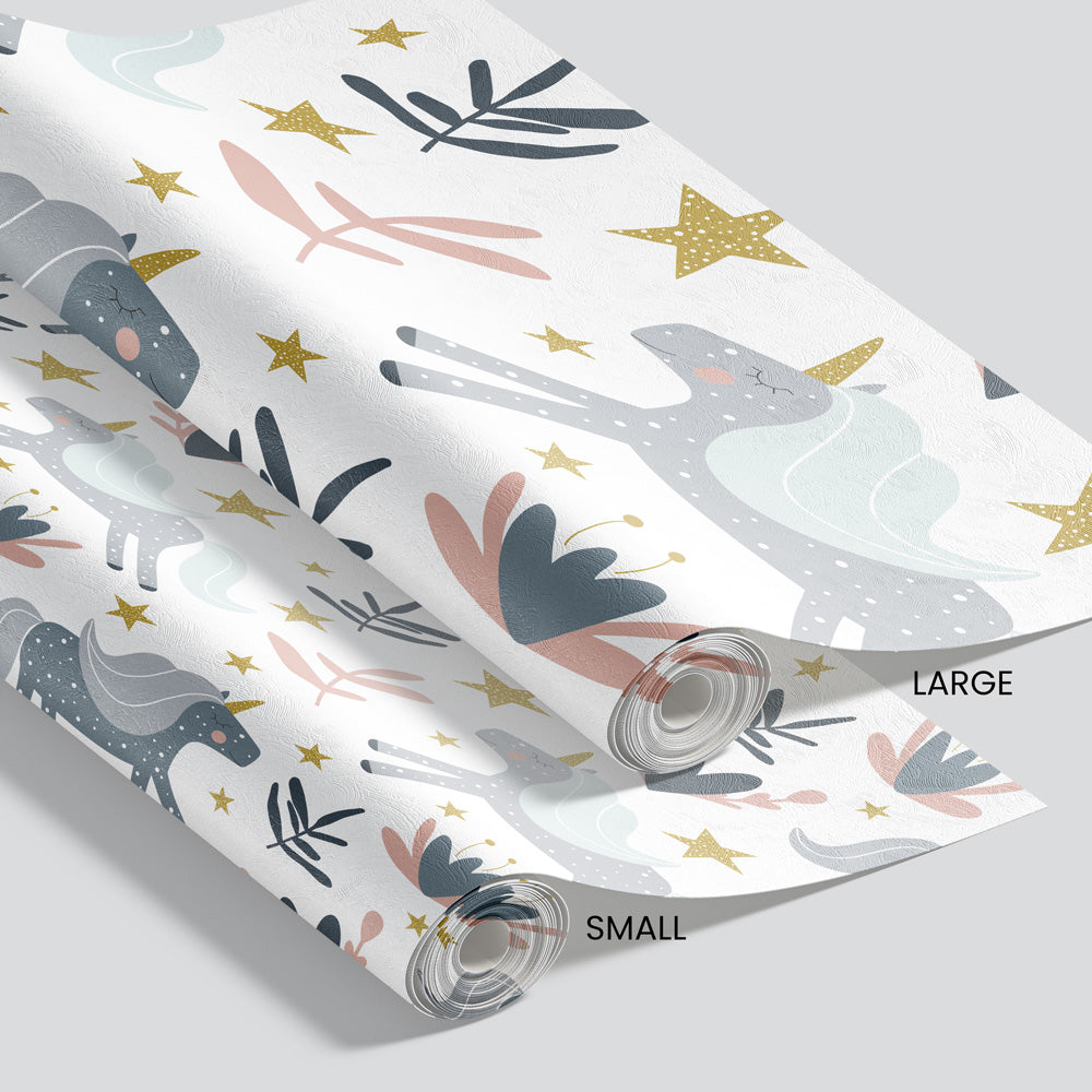 Cute unicorn wallpaper pattern size options