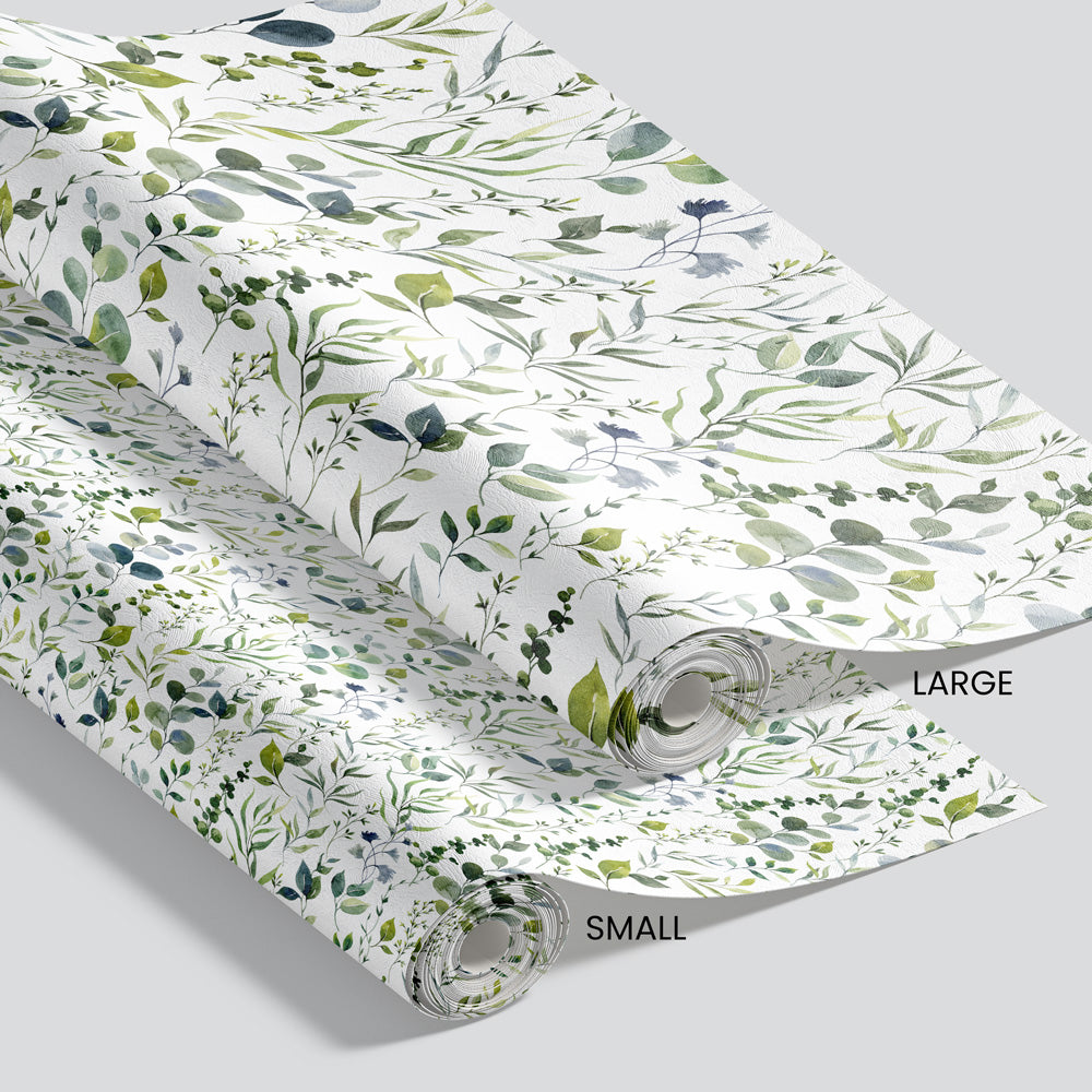 Quite Tranquility White Wallpaper pattern size options