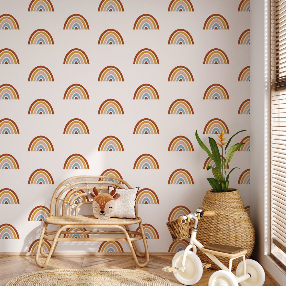 Lil' Rainbows Wallpaper on kid's playroom wall