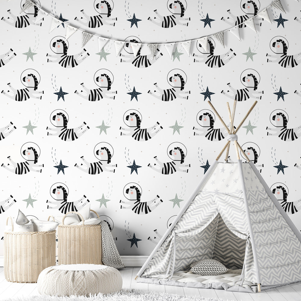 Stars & Stripes Wallpaper on kid's playroom wall