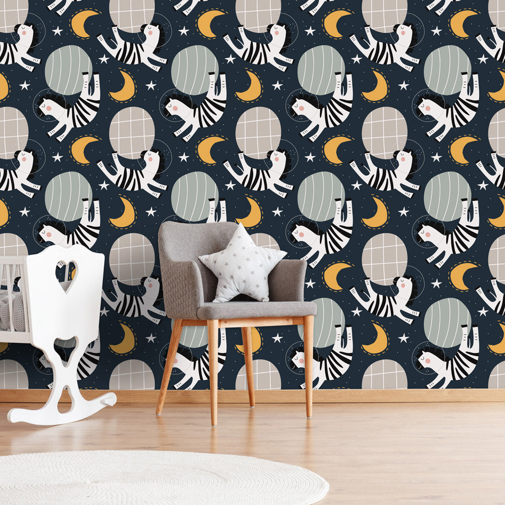 Merry Moon Walk Wallpaper on nursery wall