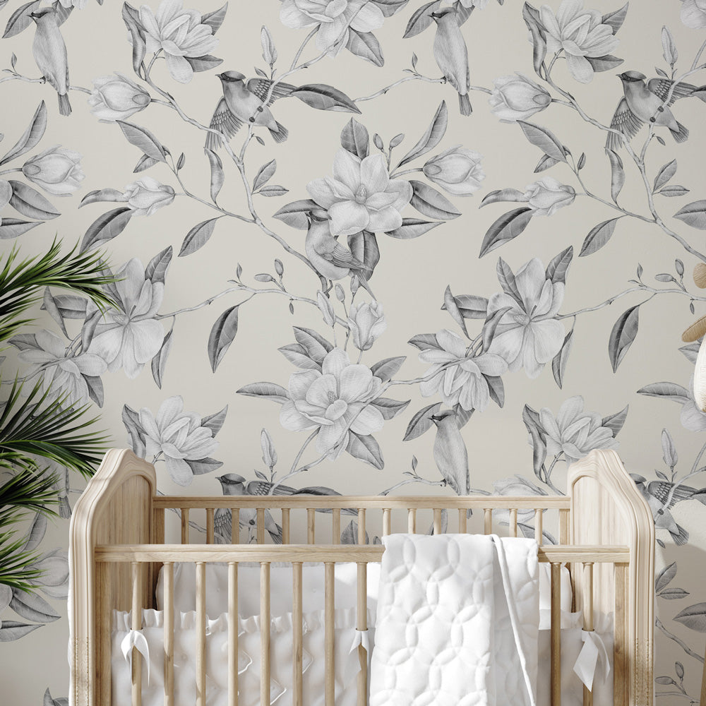 Birds of a Feather Wallpaper on nursery wall