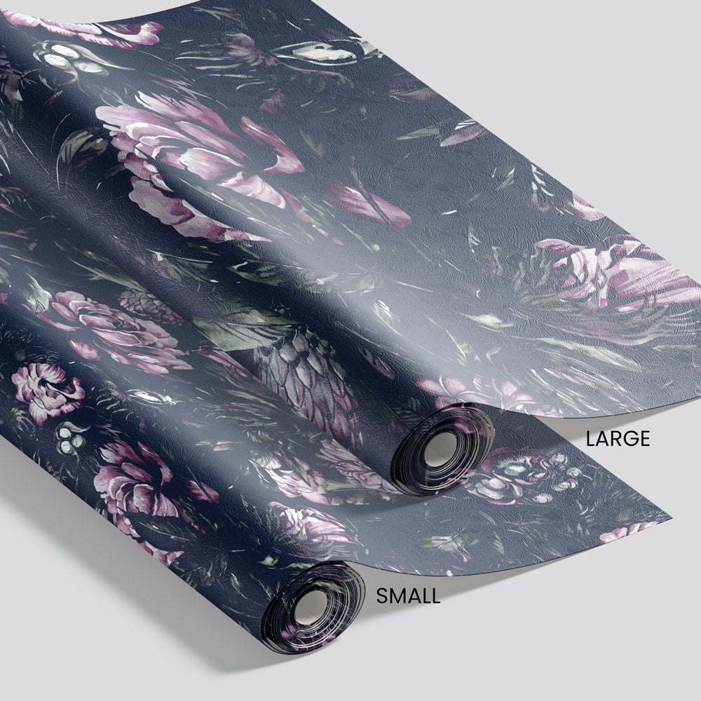 Lush Greenhouse (Dark Blue) Wallpaper pattern size options