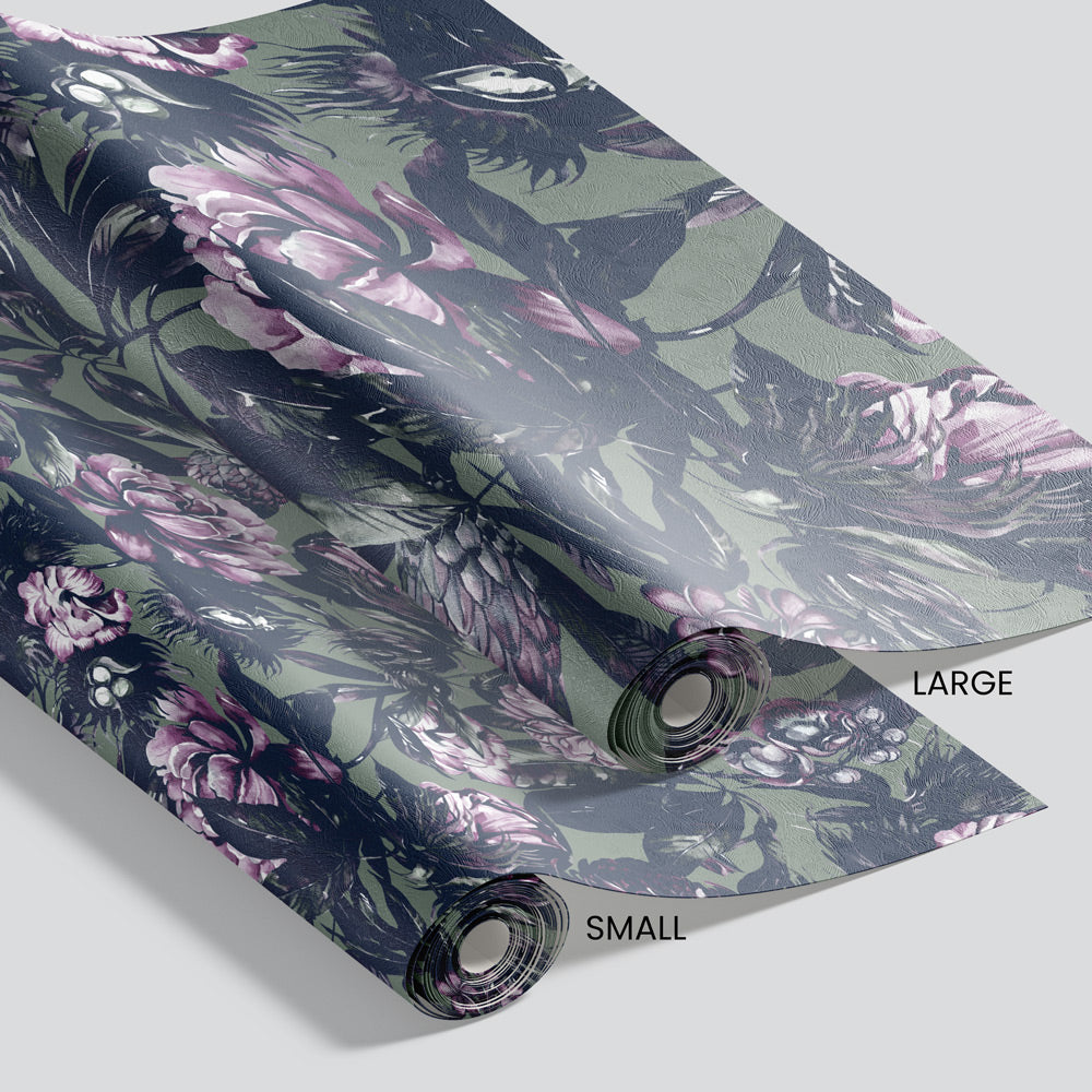 Lush Greenhouse (Sage) Wallpaper pattern size options