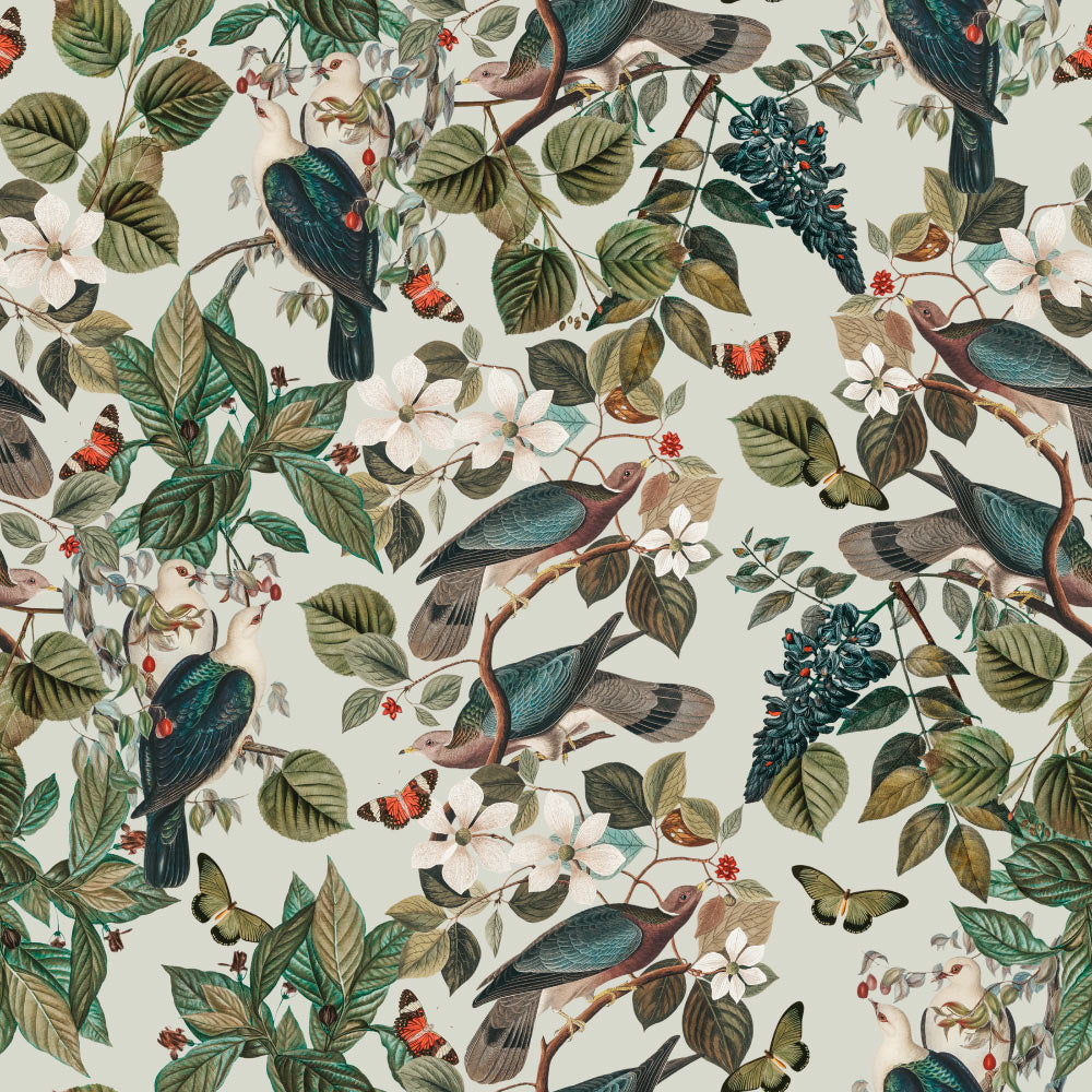 Sanctuary (Grey) Wallpaper pattern close-up