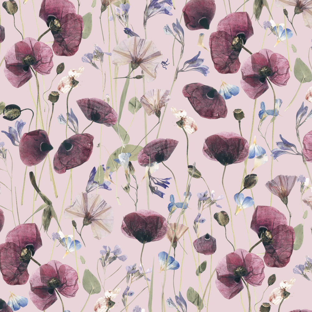 Pressed Petals (Light Mauve) Wallpaper pattern close-up