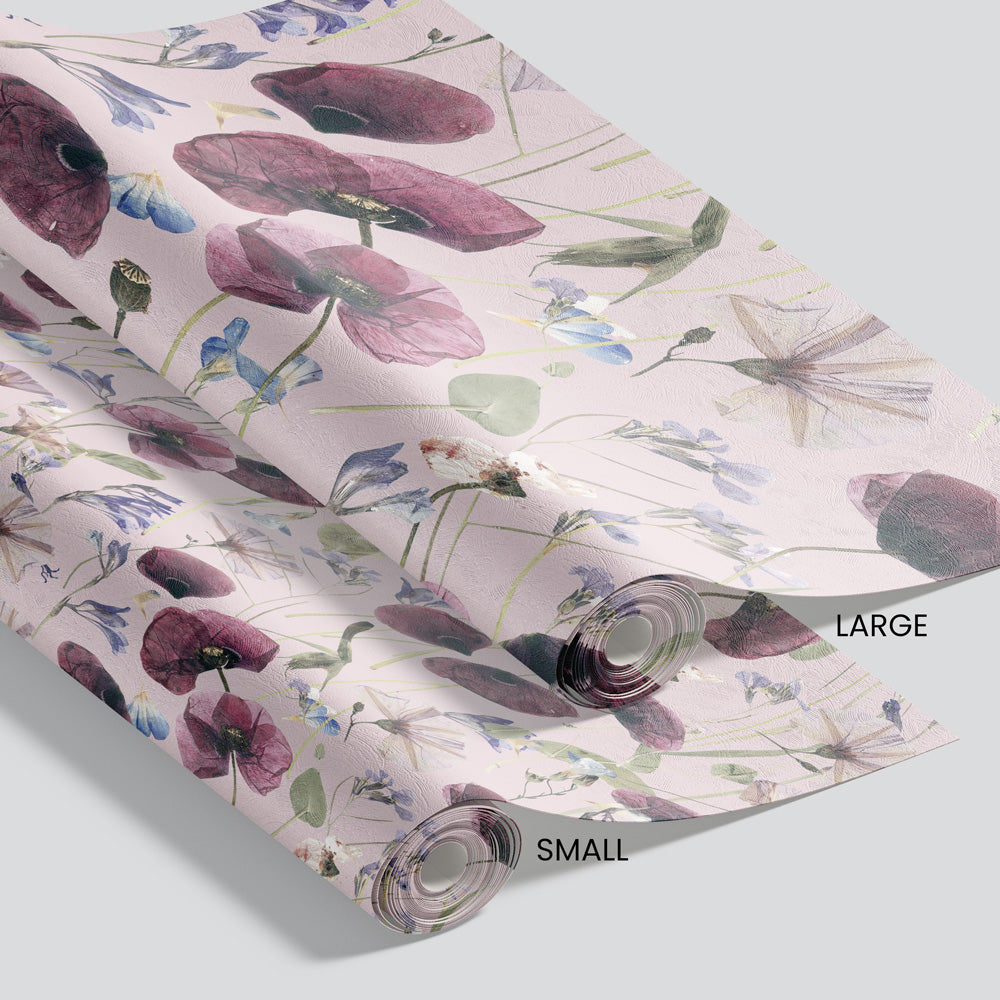 Pressed Petals (Light Mauve) Wallpaper pattern size options