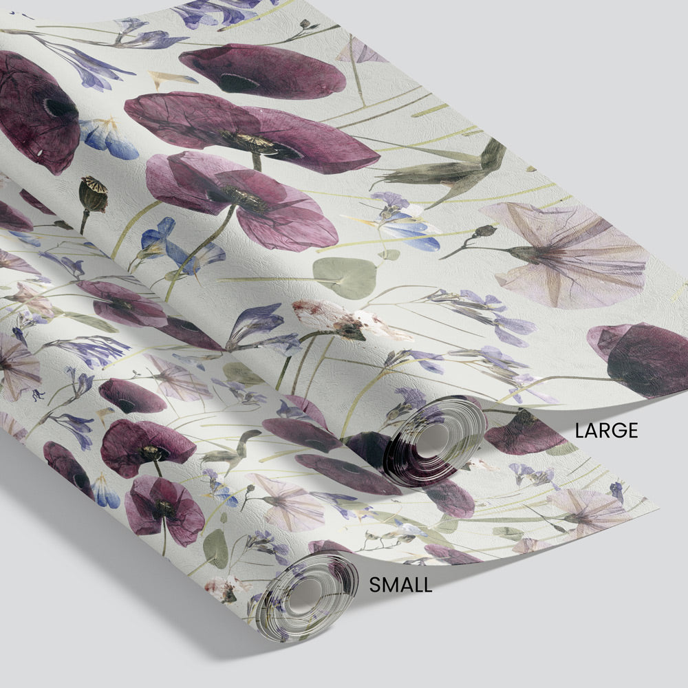 Pressed Petals (Neutral) Wallpaper pattern size options