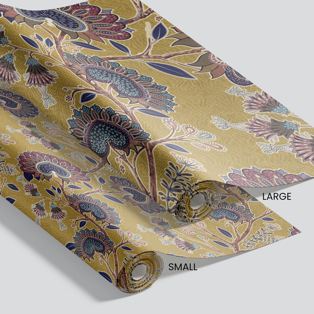 Paisley Park (Yellow) Wallpaper pattern size options