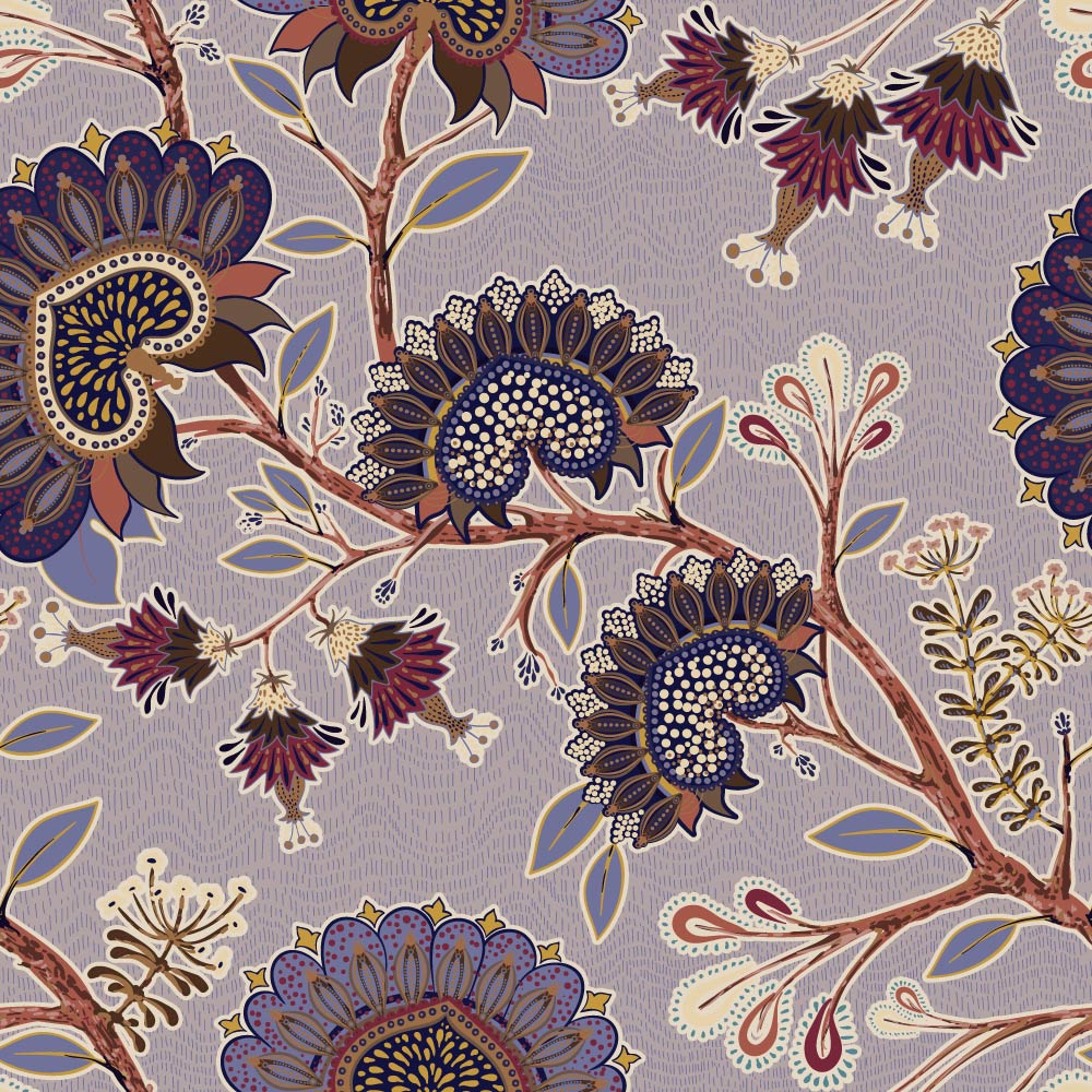 Paisley Park (Purple) Wallpaper pattern close-up