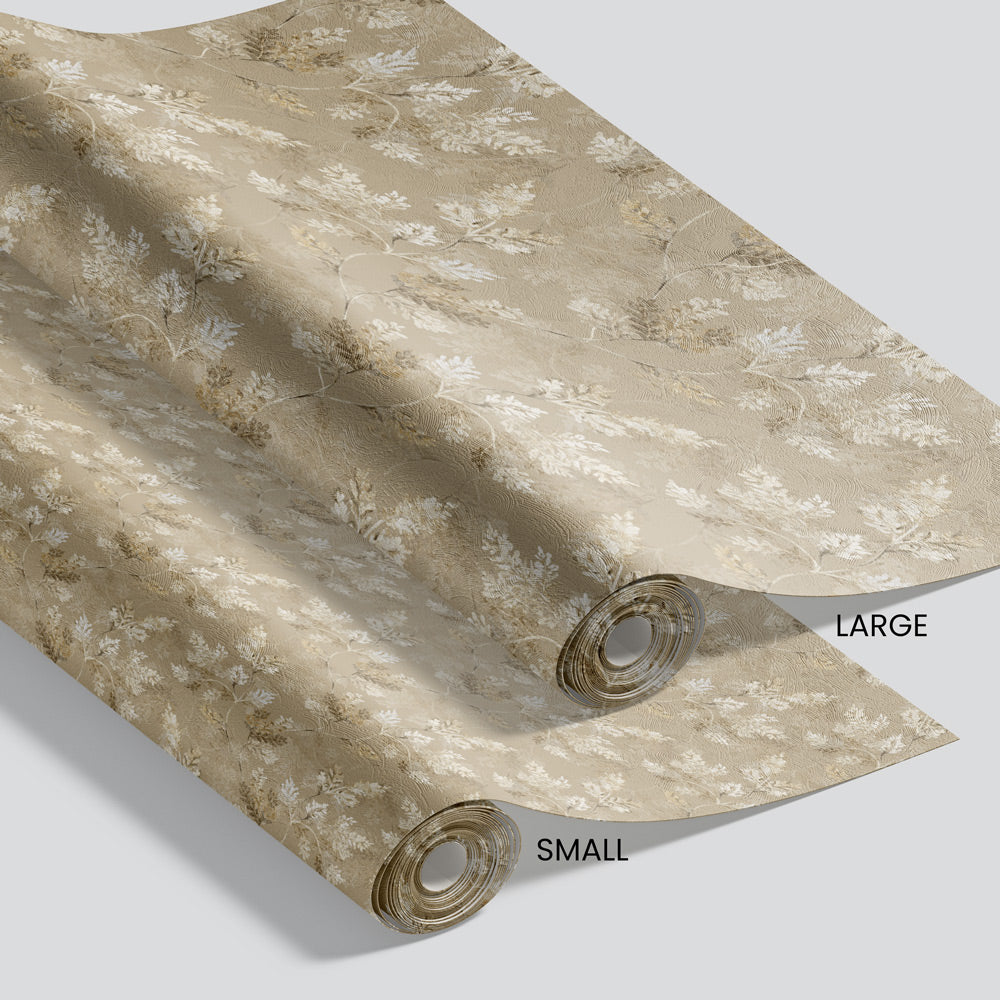 Golden Leaflets Wallpaper pattern size options