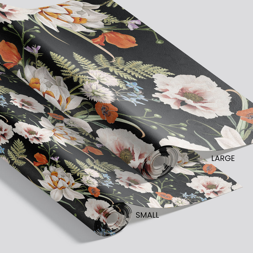 Bright Bold Floral Wallpaper patter size options