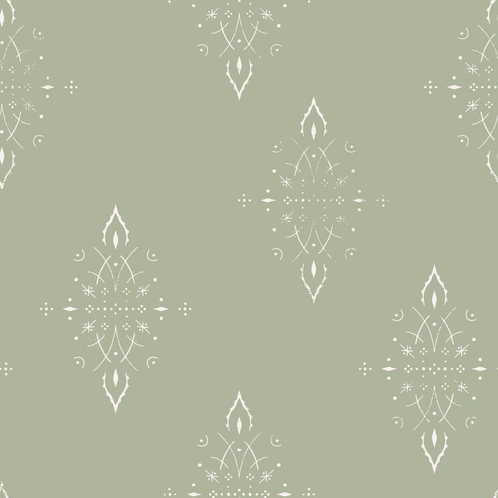 Boho Diamonds (Sage) Wallpaper pattern close-up