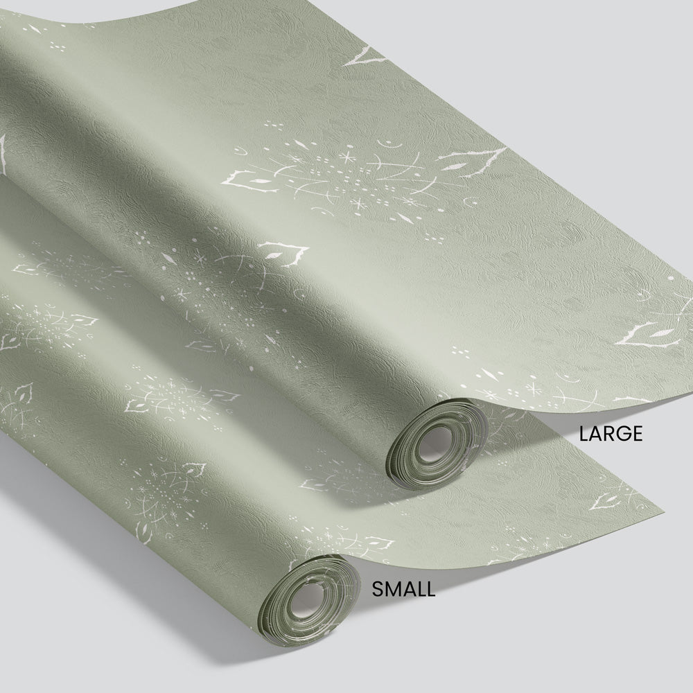 Boho Diamonds (Sage) Wallpaper pattern size options