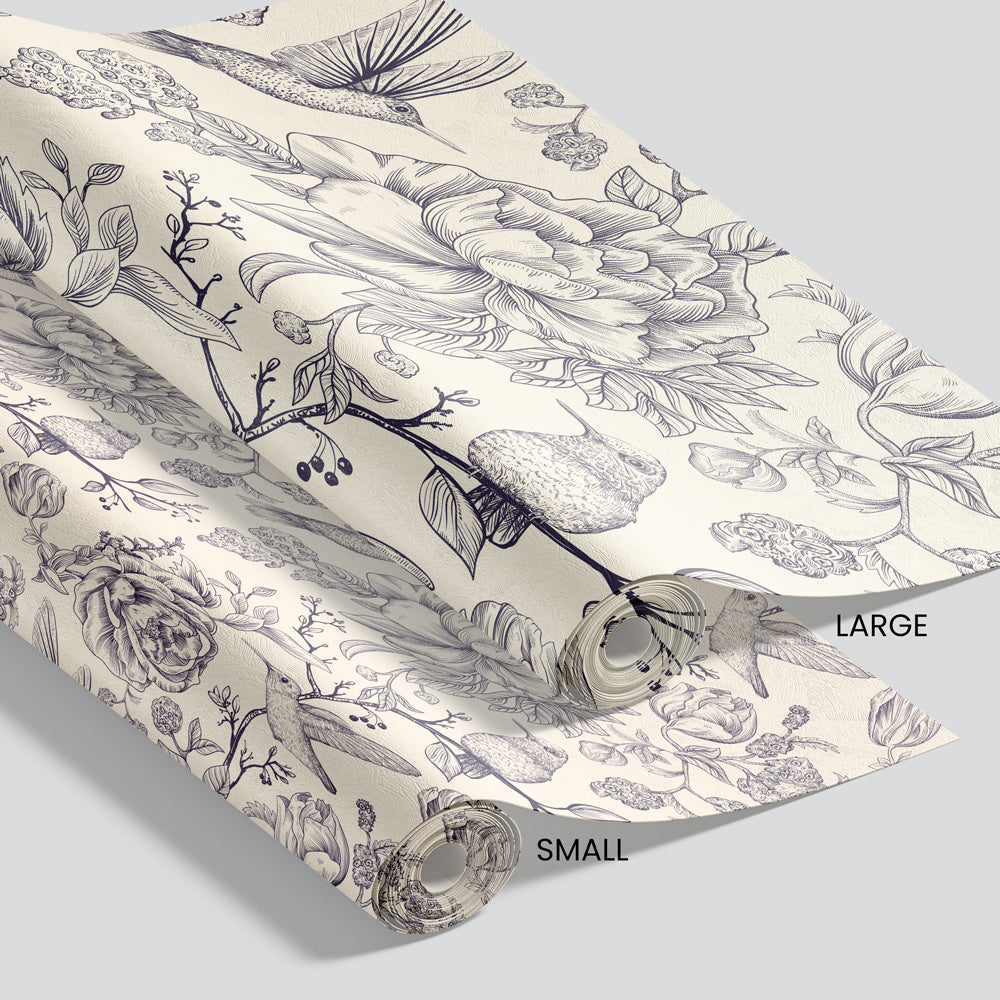 Flutter By (Navy Blue) Wallpaper pattern size options