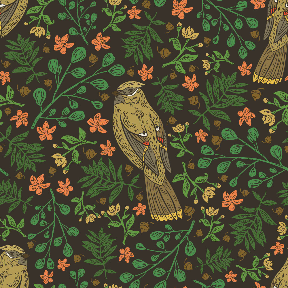 Songbirds Wallpaper pattern close-up