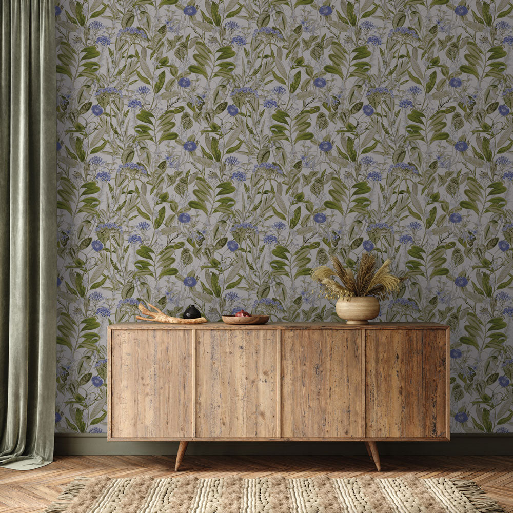 Sapphire Serenade Wallpaper on accent wall
