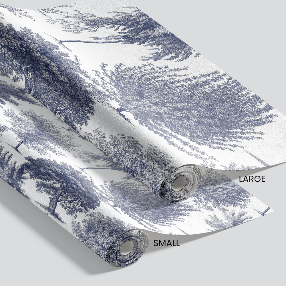 Botanical Blend (Dark Blue) Wallpaper pattern size options