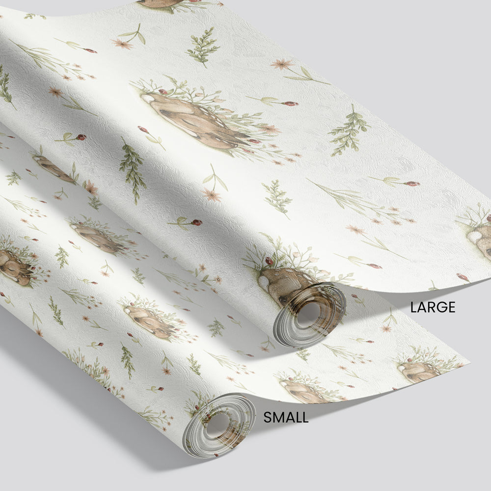 Dreaming Doe (Ivory) Wallpaper pattern size options