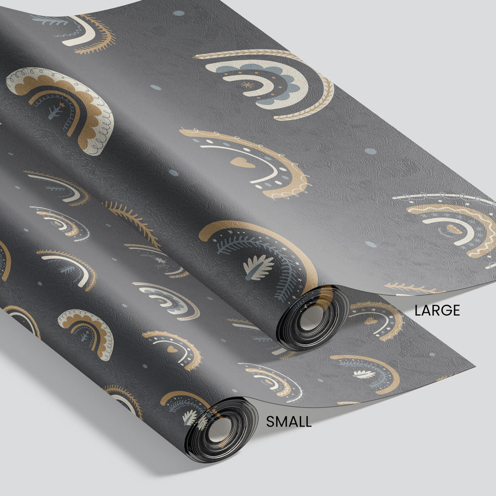 Rainbow Rhapsody (Graphite Grey) Wallpaper pattern size options