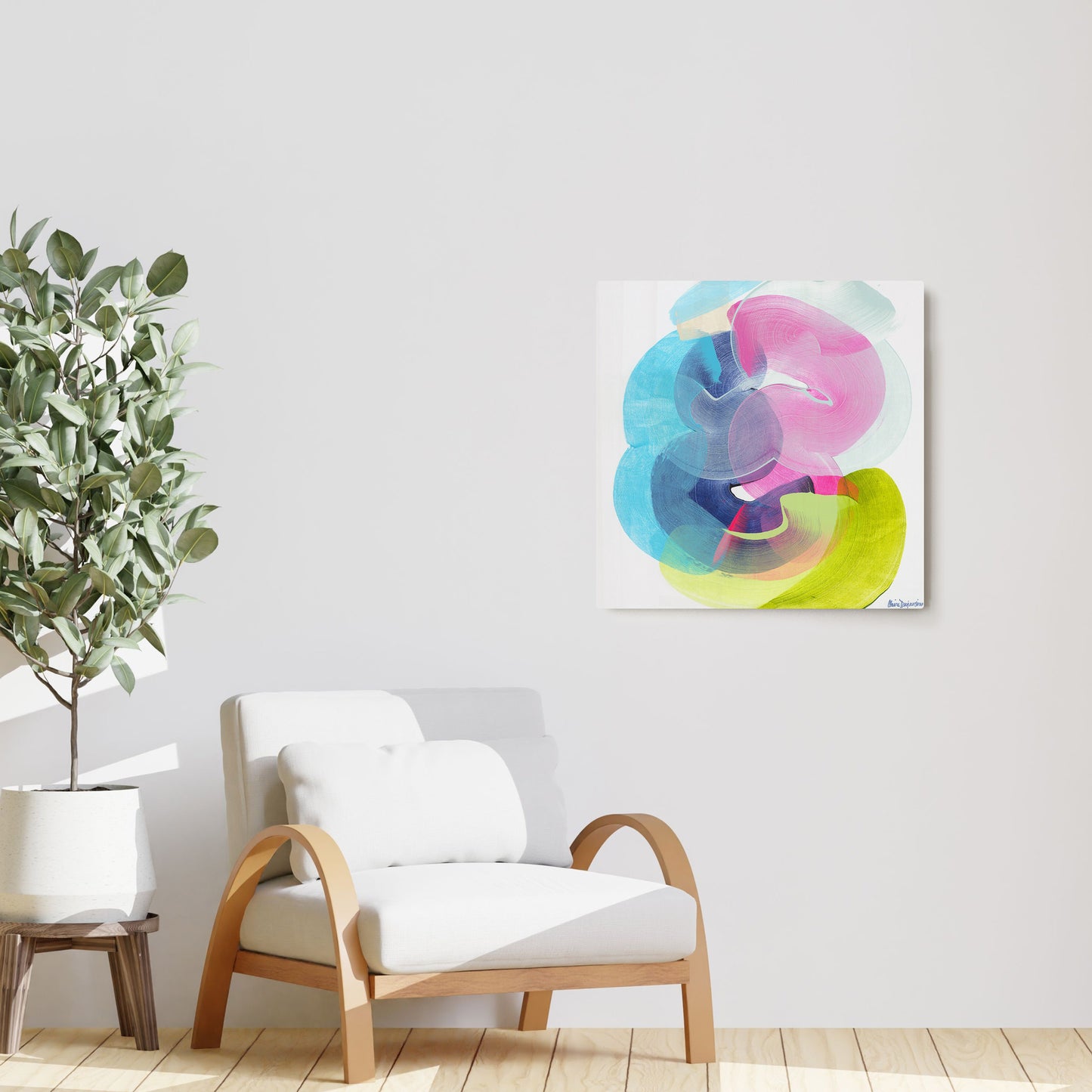 Claire Desjardins' Sing Me A Song painting reproduced on HD metal print and displayed on wall