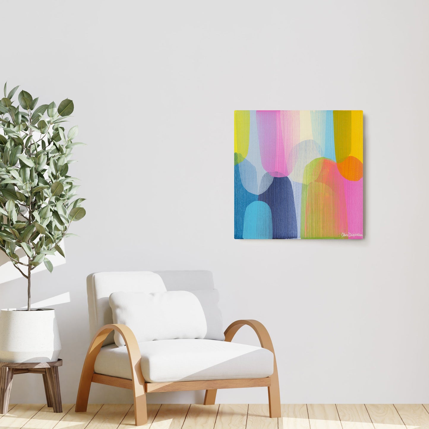 Claire Desjardins' Things That Matter painting reproduced on HD metal print and displayed on wall