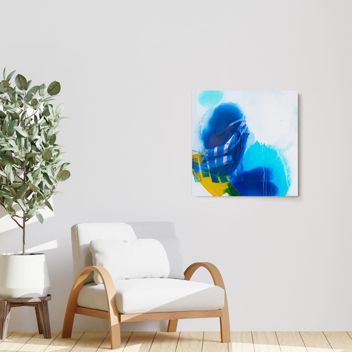 Claire Desjardins' The Next Phase painting reproduced on HD metal print and displayed on wall