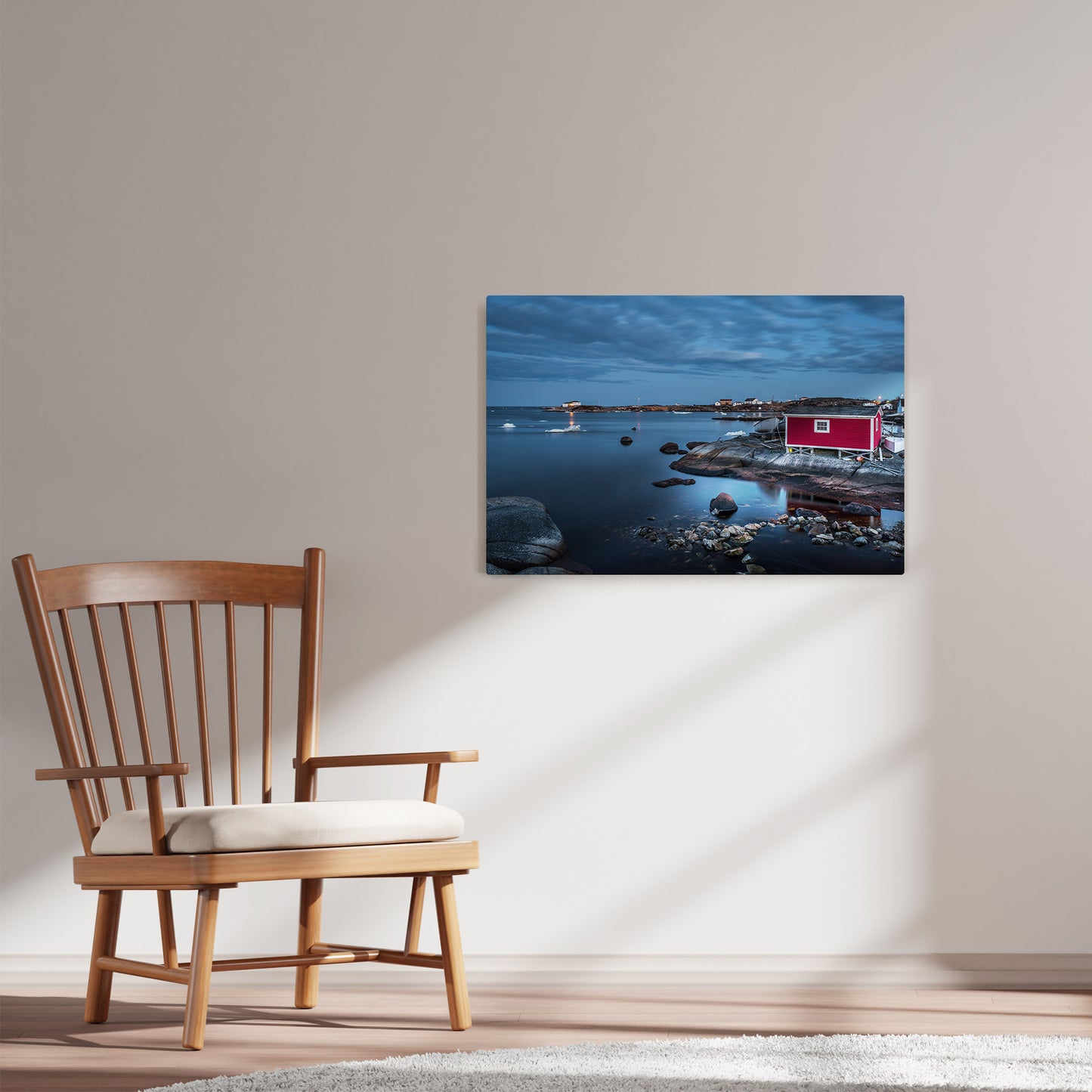 Ray Mackey's New Wes Valley Shoreline photography reproduced on HD metal print and displayed on wall