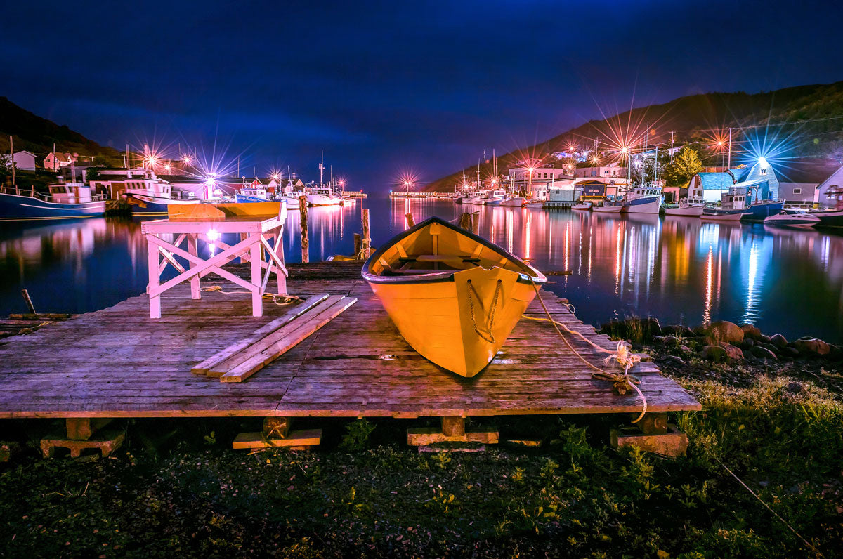 Ray Mackey's Petty Harbour Nights print close-up