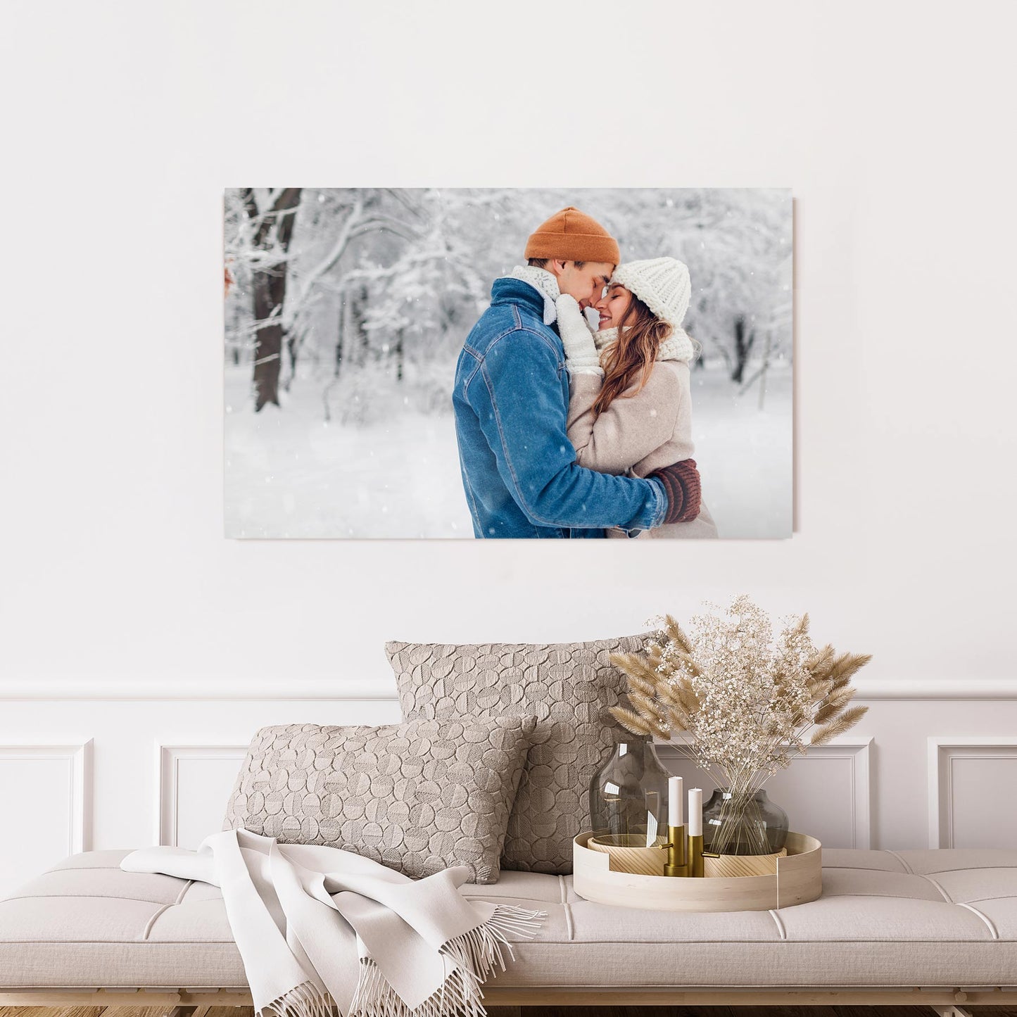 Custom HD metal print on accent wall
