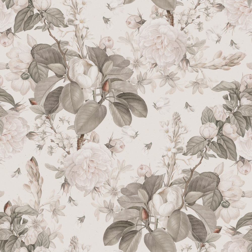 Gentle Bloom Ivory Wallpaper pattern close-up