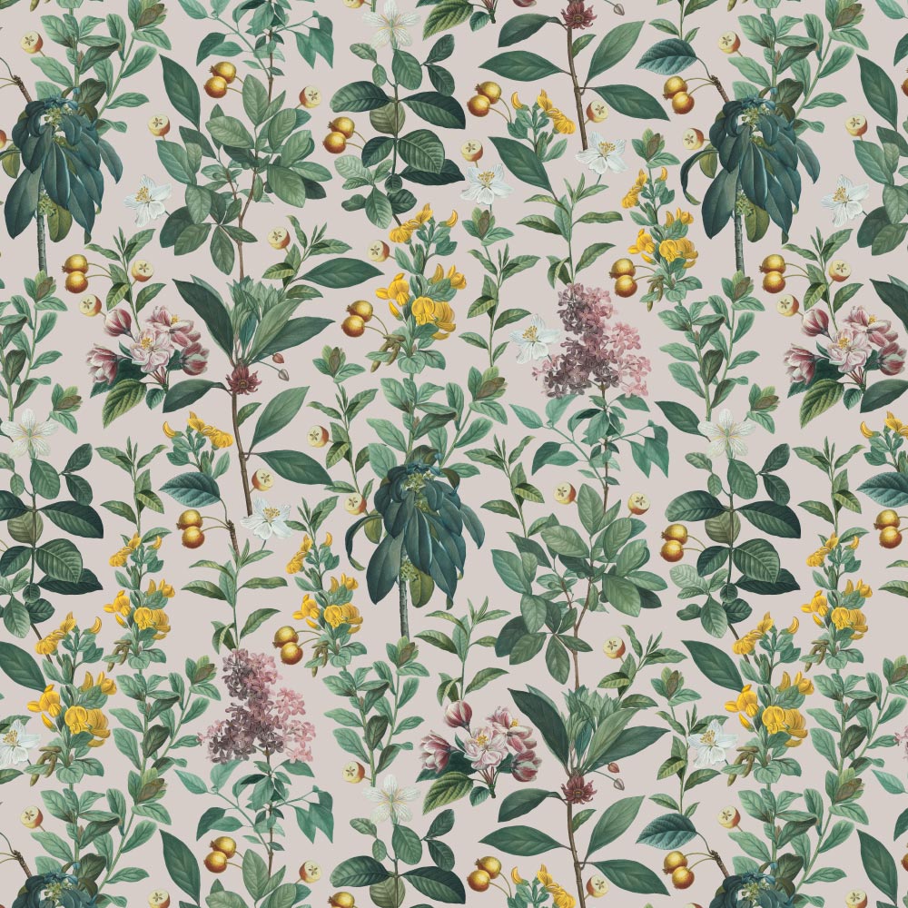 Botanical Garden Grey Wallpaper pattern close-up