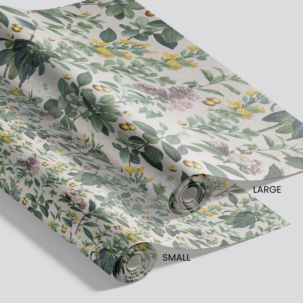 Botanical Garden Grey Wallpaper pattern size options