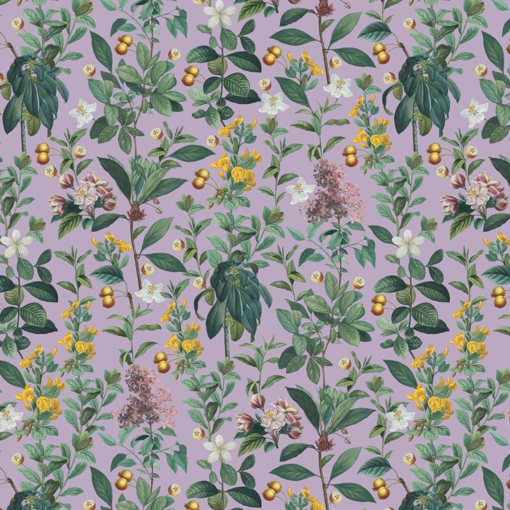 Botanical Garden Purple Wallpaper pattern close-up