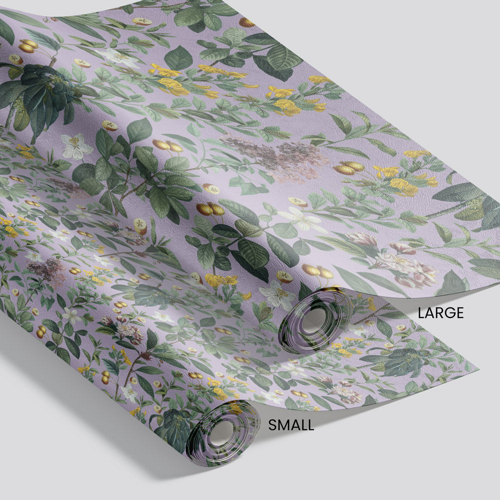 Botanical Garden Purple Wallpaper pattern size options