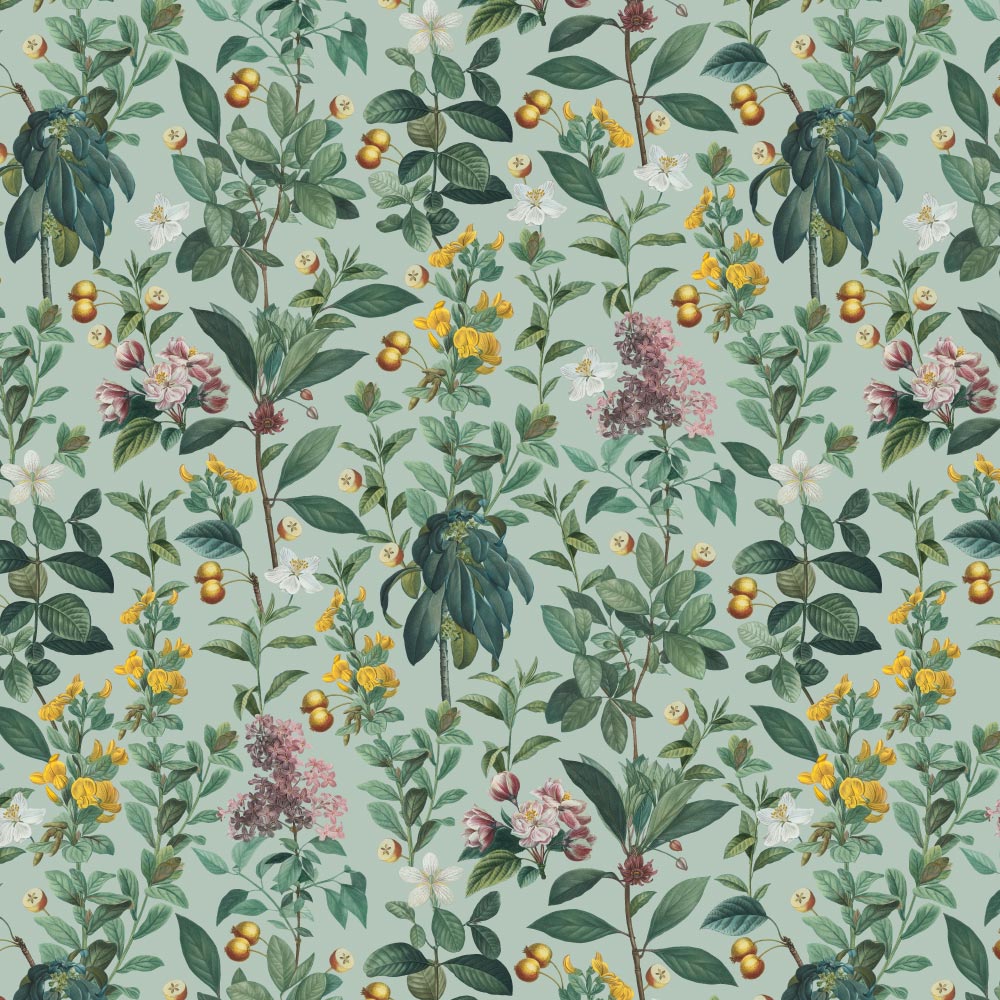 Botanical Garden Green Wallpaper pattern close-up