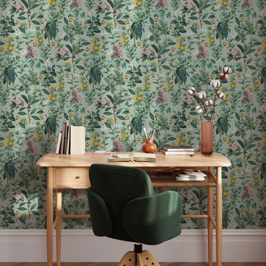 Botanical Garden Green Wallpaper on office wall