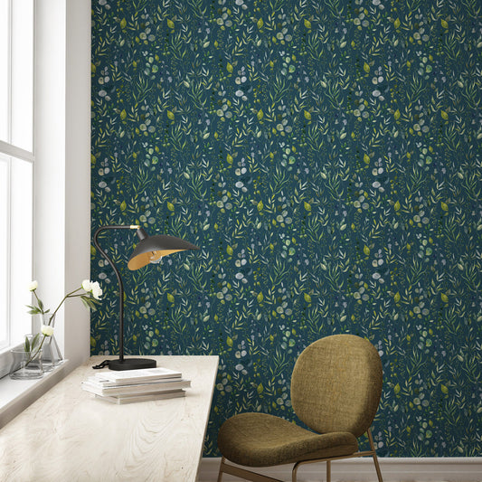 Quiet Tranquility (Dark Teal) Wallpaper on office wall