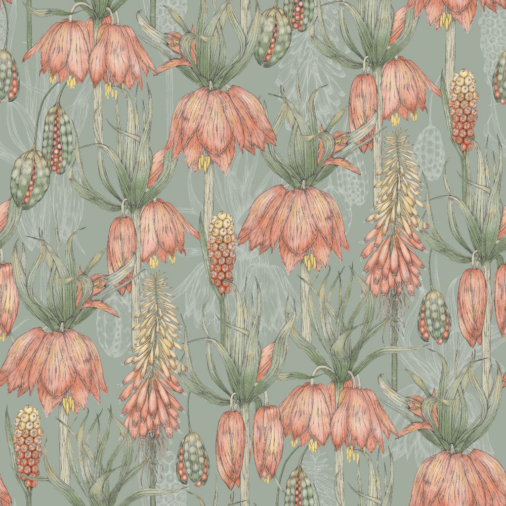 Rustic Upside Down (Sage) Wallpaper pattern close-up