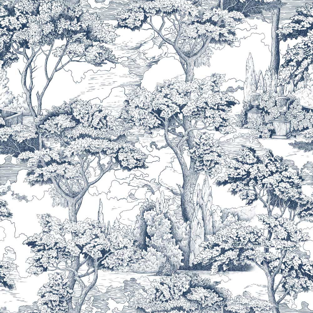 Peaceful Retreat (Blue) Wallpaper pattern close-up