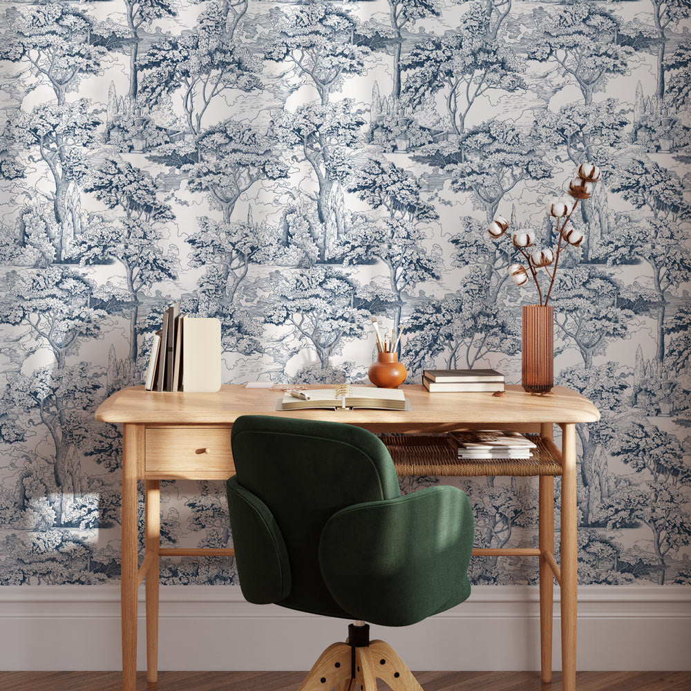 Peaceful Retreat (Blue) Wallpaper on office wall