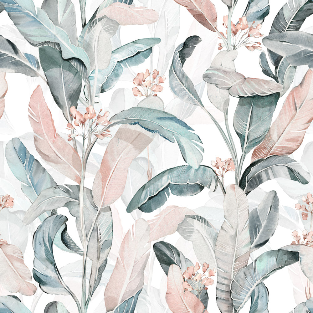 Silky Bloom (White) Wallpaper pattern close-up