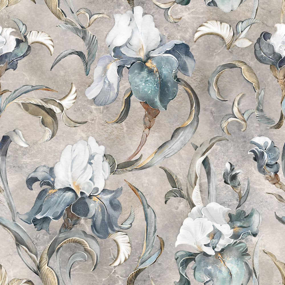 Poised Petals (Grey) Wallpaper pattern close-up