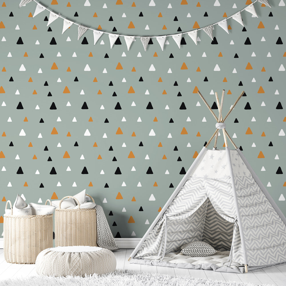Little Mountains Wallpaper on kid's playroom wall