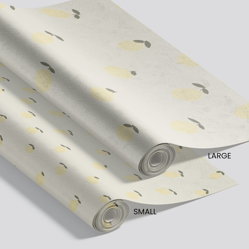 A Taste of Lemon Wallpaper pattern size options