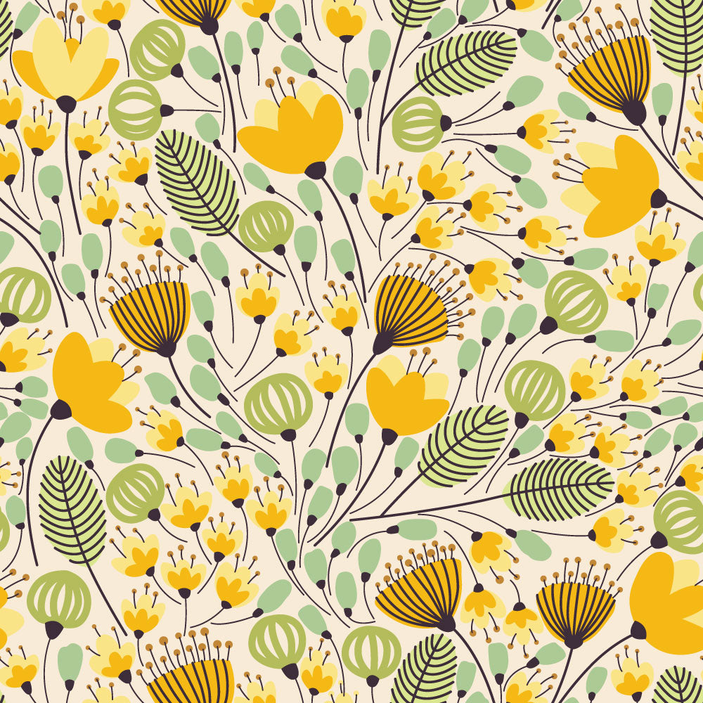 Morning Meadow (Yellow & Green) Wallpaper pattern close-up