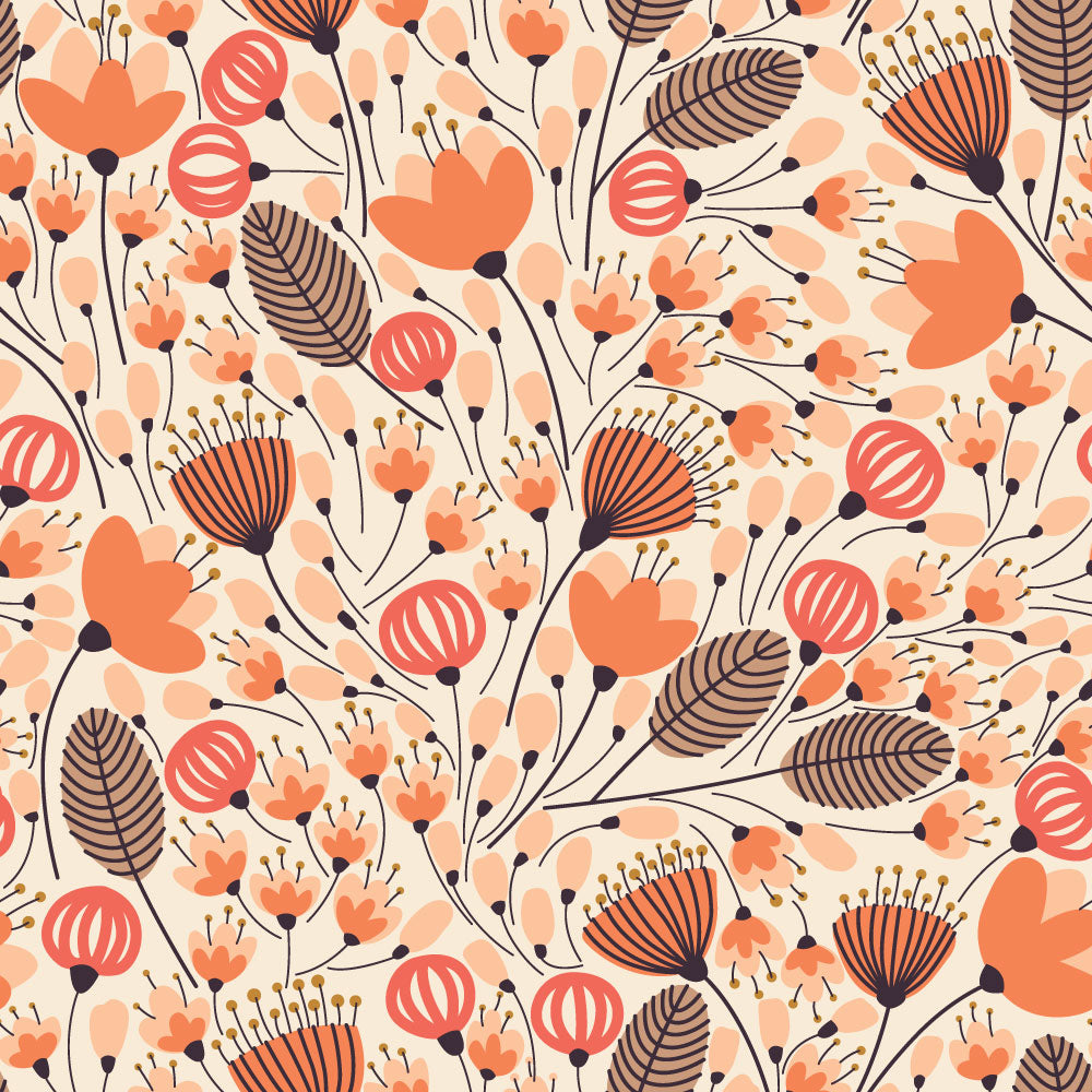 Morning Meadow (Coral) Wallpaper pattern close-up