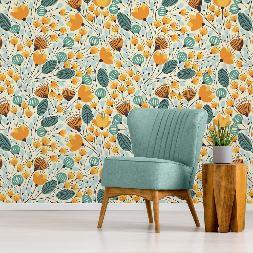 Morning Meadow Wallpaper on accent wall