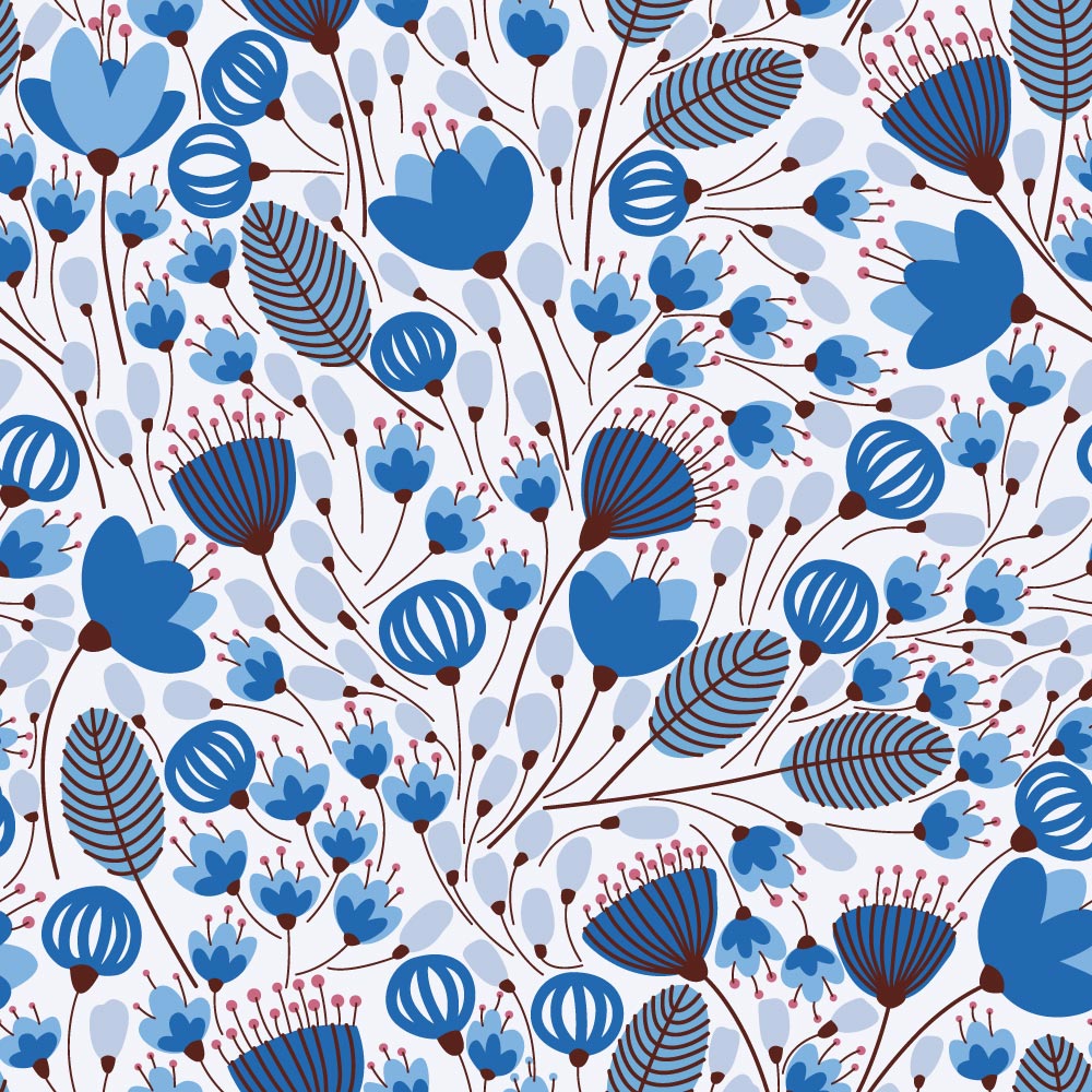Morning Meadow (Blue) Wallpaper pattern close-up