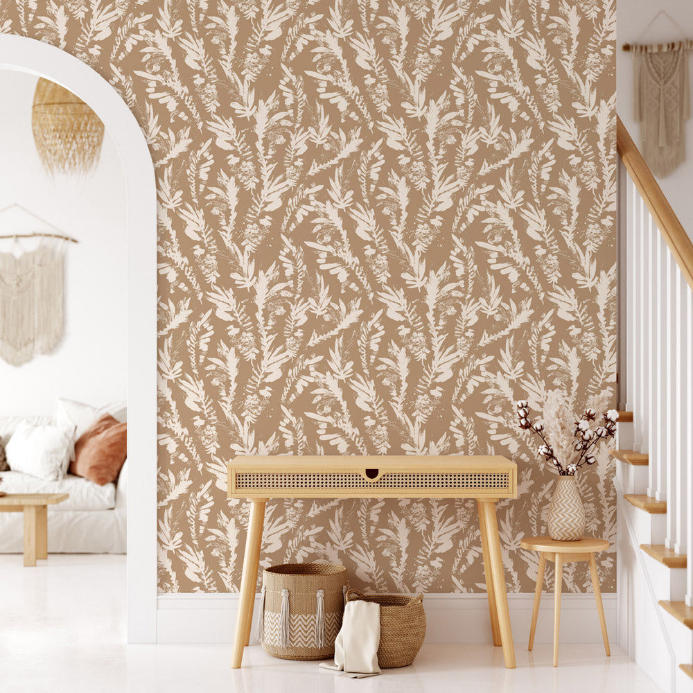 Palm Tree Breeze Wallpaper on accent wall